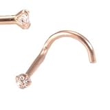 14KT Rose Gold Nose Screw Ring 1.5mm CZ 20G FREE Nose Ring Backing
