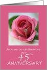 45th Wedding Anniversary Invitation Card - pink rose and ring Card