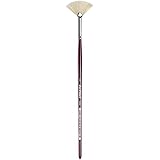 da Vinci Varnish & Priming Series 433 Fan Blender Brush, Extra Short Hog Bristle with Maroon Handle, Size 1