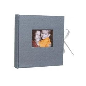 Kleer-Vu Este Flower Photo Album, Fabric BookBound With Window Cover And Ribbon, Holds 256 4 x 6 Photos 2-Up, Color: Gray.