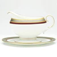 Noritake Ruby Coronet 2-Piece Gravy Boat with Tray, 16-ounce