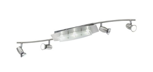 Trio-Leuchten 823810707 LED-Balken inklusiv 4x GU10 LED, je 2.5 W + 3x LED, Nickel matt / Chrom, Glas wei&szlig; satiniert