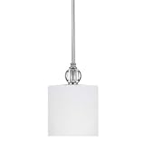 Quoizel Downtown 50-Inch Rod Hung Piccolo Pendant with White Linen Glass Shade, Polished Chrome Finish #DW1506C