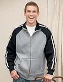 Vintage Track Jacket with Contrast Color Sleeves, Color: Smoke
Heather/Simply Red/White, Size: Medium