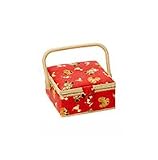 Classic Small Sewing Basket - Popcorn on Red - Sewing Storage Gift Idea!