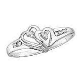 1/20 ct. tw. Diamond Double Heart Fashion Ring in 10K White Gold