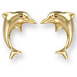 Image of Jewelco London 9ct Yellow gold polished smiling Dolphin Studs