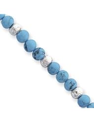 Sterling Silver Polished Turquoise Beaded Bracelet