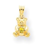 14k Solid August Peridot Teddy Bear Charm