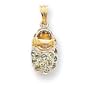 14k Rhodium August Birthstone Peridot Baby Shoe Charm - JewelryWeb