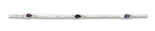 Sterling Silver Amethyst Ankle Bracelet - 9 inch