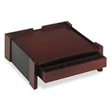 Rolodex 81776 Mahogany Wood & Black Leather Monitor Stand, 14-7/16W X 13-7/16D X 5-1/8H