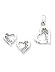Sterling Silver CZ Heart Earring & Pendant Set