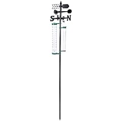 Brema 140590 Gartenthermometer mit Wetterfahne und Regenmesser