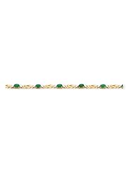 14k Yellow Gold Emerald & Diamond Bracelet. Gold Wt- 5.3g. Carat Wgt- 1.51ct.