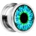 00 Gauge Steel Human Eye Brilliant Blue Explosion Screw Fit Plug - 1 Piece