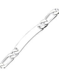 Sterling Silver 7.5 Inch Polished Engraveable Figaro Link ID Bracelet - 7.5 Inch