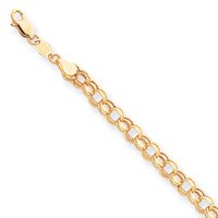 14k 7 Inch 5.5mm Hollow Double Link Charm Bracelet by JewelryWeb