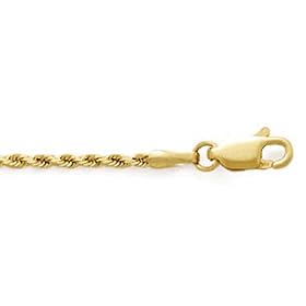 14K Yellow Gold Diamond Cut Rope Chain Bracelet, 2MM by The Jewelers Collection