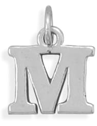 Alphabet Letter M Charm Sterling Silver - Made in the USA