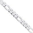 Sterling Silver 12.75mm Figaro Chain Necklace - 22 Inch - Lobster Claw