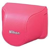 Nikon CB-N2000SD Pink Leather Body Case Set for Nikon 1 J1 Digital Camera