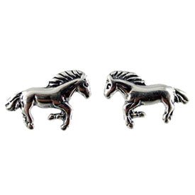 Southwestern Style Navajo Crafted Detailed Little Horse or Pony Stud Earrings in Sterling Silver, #tp128