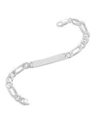Sterling Silver 8 Inch Figaro 220 ID Bracelet