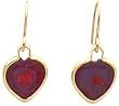 14K Yellow Gold Garnet Heart Dangle Earrings Jewelry