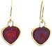 14K Yellow Gold Garnet Heart Dangle Earrings Jewelry