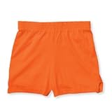 Orange solid color exercise sport shorts for women and girls. Covered elastic waist & vents. 5 Adult sizes