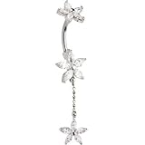 Crystalline LILY TRIO Dangle Belly Ring