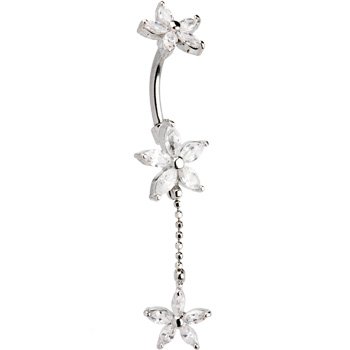 Crystalline LILY TRIO Dangle Belly Ring