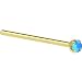 Solid 14KT Yellow Gold 2mm Caribbean Blue Austrian Crystal Straight Fishtail 3/4 - 18 Gauge