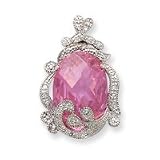 Sterling Silver Pink and Clear CZ Pendant Slide