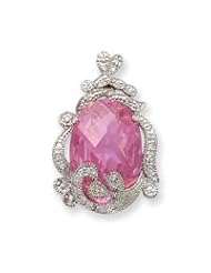 Sterling Silver Pink and Clear CZ Pendant Slide