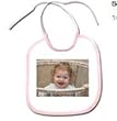 Custom Designer Baby Bib- White with Pink Trim Bib Created From Your Favorite Photo