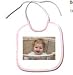 Custom Designer Baby Bib- White with Pink Trim Bib Created From Your Favorite Photo