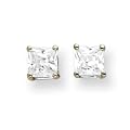 14k White Gold 5mm Princess Cut Moissanite Earring