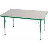 Ecr4kids Kids Room and School Learning Activity table Rectangular - Green Adjustable Standard Legs 30 x 48 ~ ECR4kids