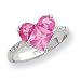 Sterling Silver Heart Shaped Dark Pink CZ (Cubic Zirconia) Ring