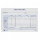Weekly Time Sheets, 8-1/2x5-1/2, 100 Sheets/Pad, 2 Pads/Pack TOP30071