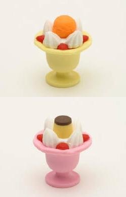 Set of 2 Japanese Sundae Dessert Erasers - Pink & Yellow