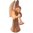 Angel blowing the horn or Trumpet (two pieces) - olivewood (16cm or 6.4")