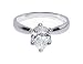 Sterling Silver Tear Drop Clear Cubic Zirconia 3mm Band Solitaire Ring Size 5,6,7,8,9,10