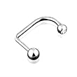 316L Surgical Stainless Steel Lippy Loop - 14 Gauge - 3/8'' with 4mm Crystal Gem Ball and 5mm Steel Ball - Sold as a Pair