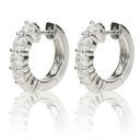 14k White Gold 5 Stone Diamond Hoop Earrings
