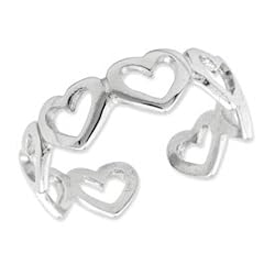 Sterling Silver Cut-out Hearts Toe Ring
