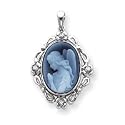 14k White Gold Diamond Guardian Angel Agate Cameo Pendant