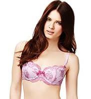 Limited Collection Two Tone Floral Embroidered Non-Padded B-DD Bra